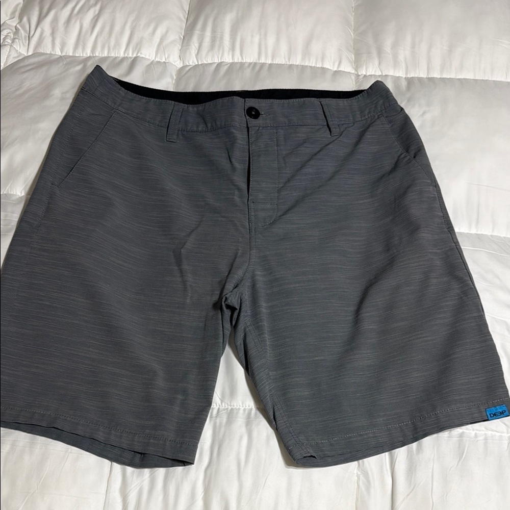 DEEP Performance Gray Flat Front Shorts for Everyday Wear 9”